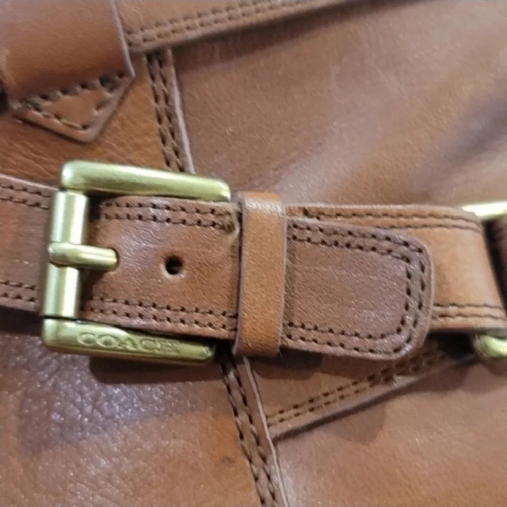 Coach Monique Flat Belted Riding Boots Women’s 7B Brown Cinnamon - Picture 6 of 10